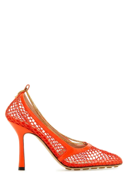 High heels for nightly fall chic -BOTTEGA VENETA Mesh Stretch Pumps with 10 cm Heel Height