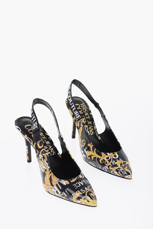 High heels for sunny fall vibes -Versace JEANS COUTURE Baroque Motif Faux Leather Slingback 9,5cm