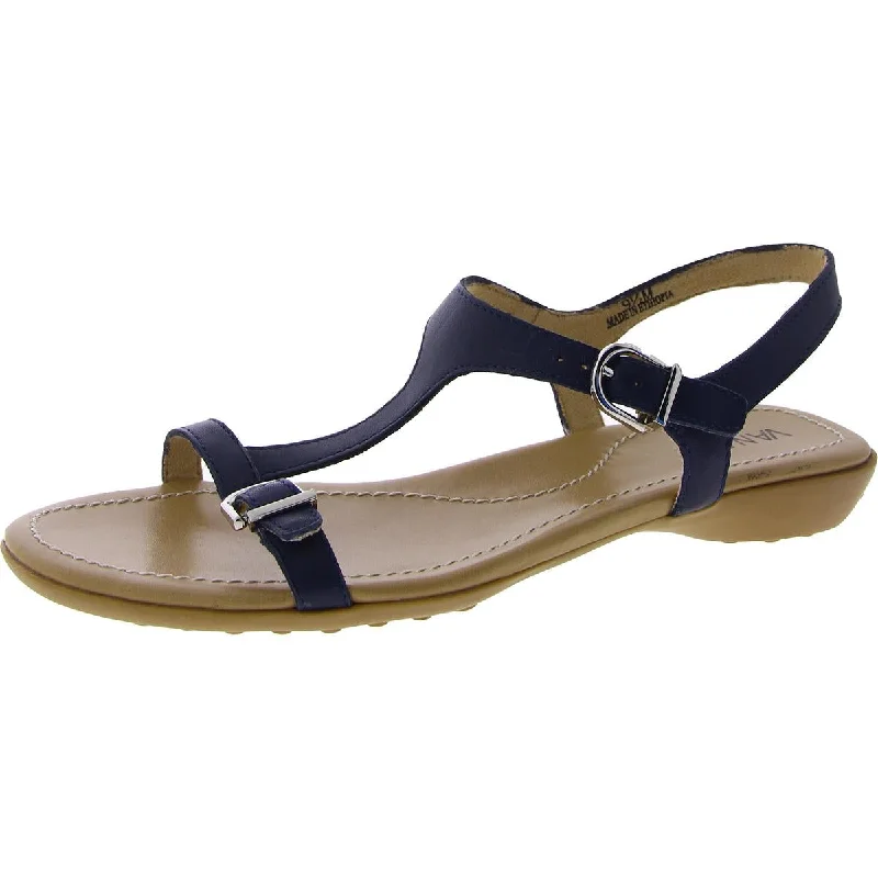 Comfortable sandals for hot beach evenings-VANELi Womens Taletha Leather Casual T-Strap Sandals