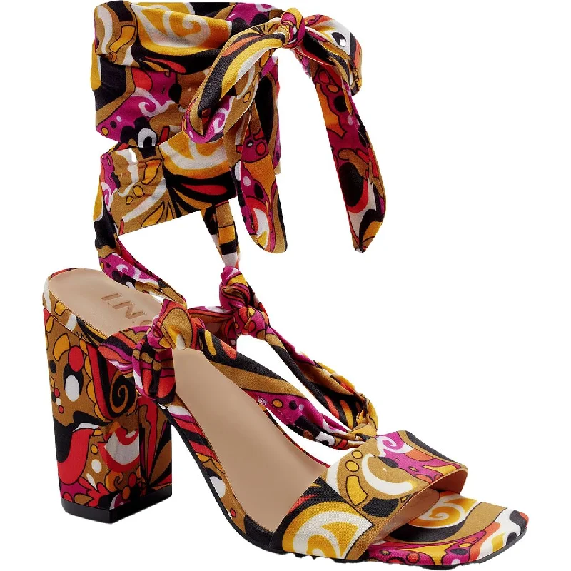 Soft sandals for relaxed seaside evenings-INC Womens Laeelia Strappy Square Toe Block Heels