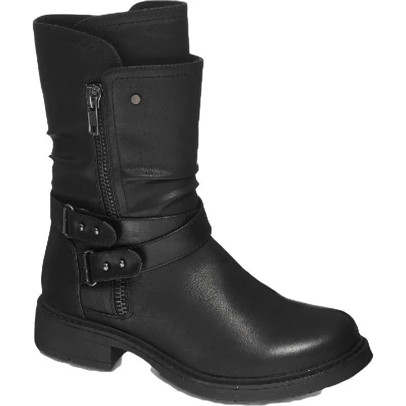 Boots with water-safe ridge grip -GC Shoes Womens Brandy Ruched Faux Leather Mid-Calf Boots