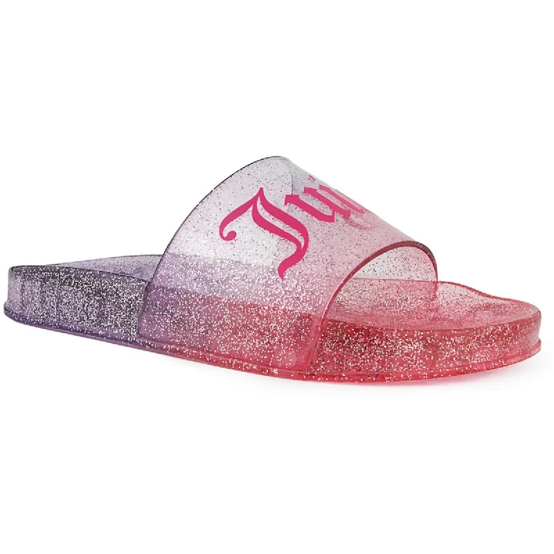 Non-slip sandals for wet beach evenings-Juicy Couture Womens Bex Glitter Open Toe Slide Sandals