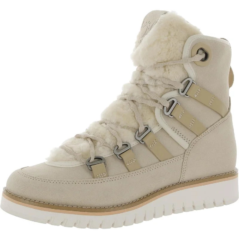 Boots with calm ridge hush -Cole Haan Womens ZG Luxe WR Hiker Suede Shearling Combat & Lace-up Boots