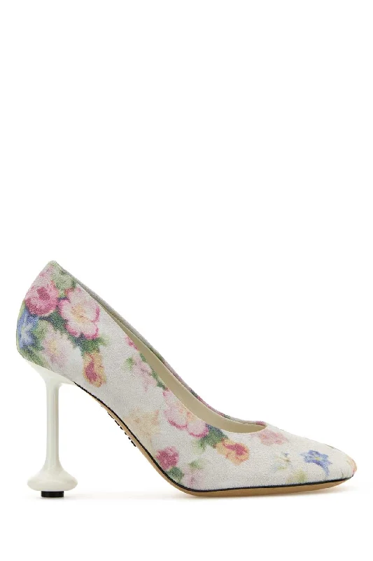 High heels for women with tender soles -LOEWE Printed Suede Mini Pumps with 9 cm Heel Height